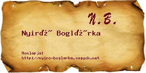Nyirő Boglárka névjegykártya